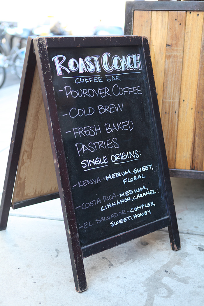 Roast Coach Coffee Bar menu board