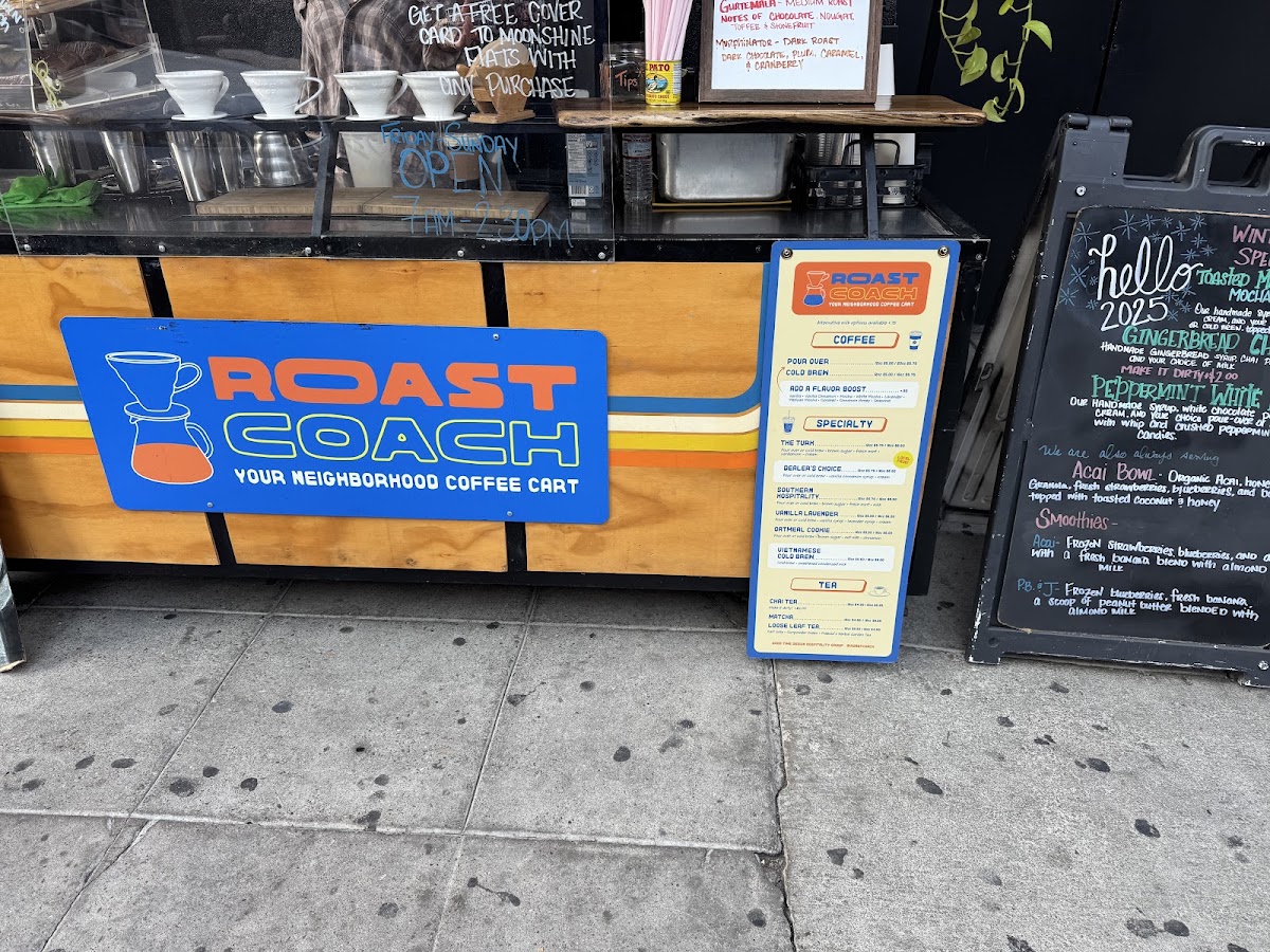 Roast Coach Coffee Bar menu board