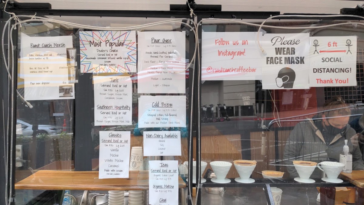 Roast Coach Coffee Bar menu board