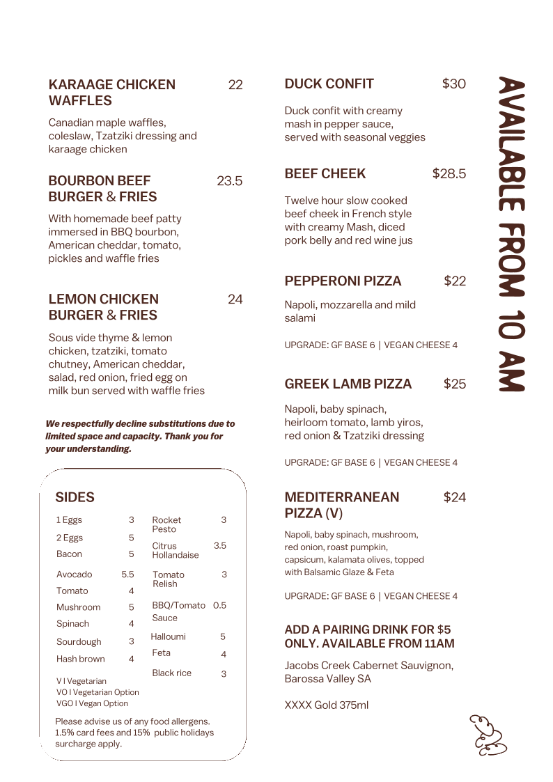Memento Robina menu board