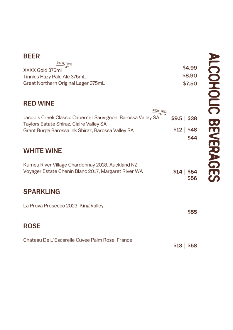 Memento Robina menu board