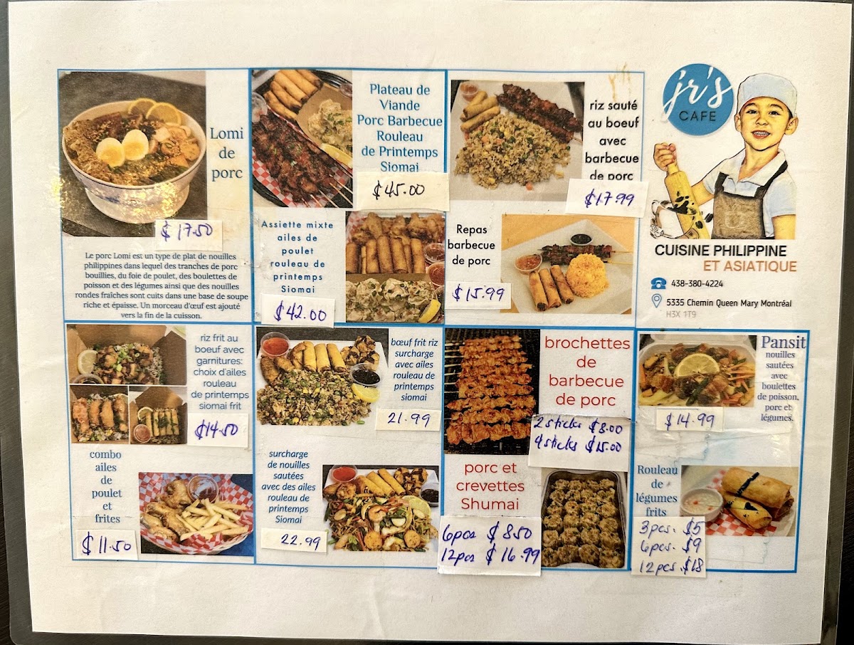 Jr's Café menu board