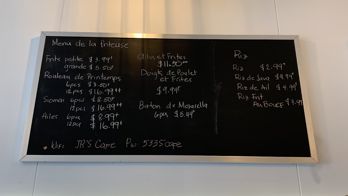 Jr's Café menu board