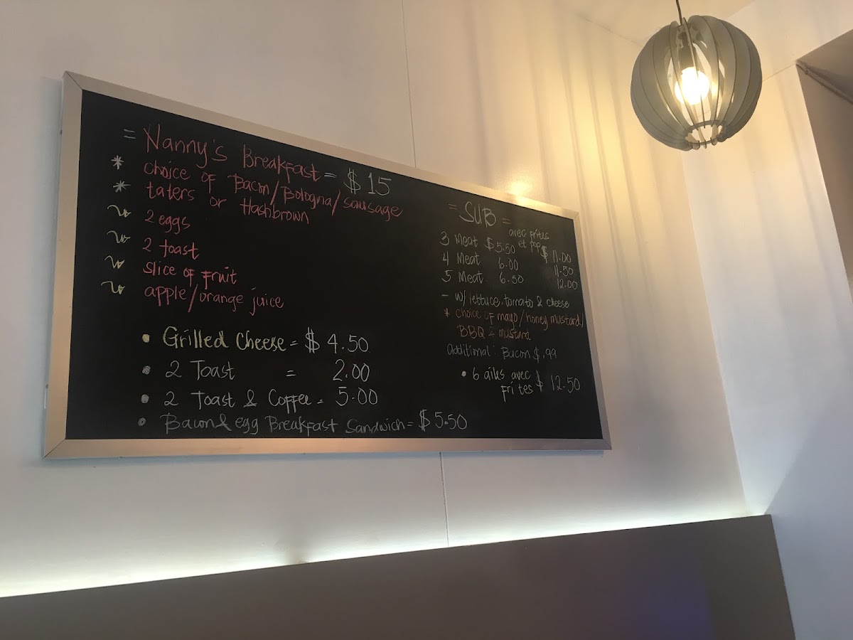 Jr's Café menu board