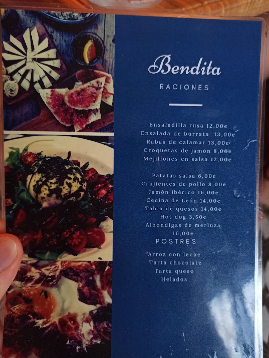 La Bendita menu board