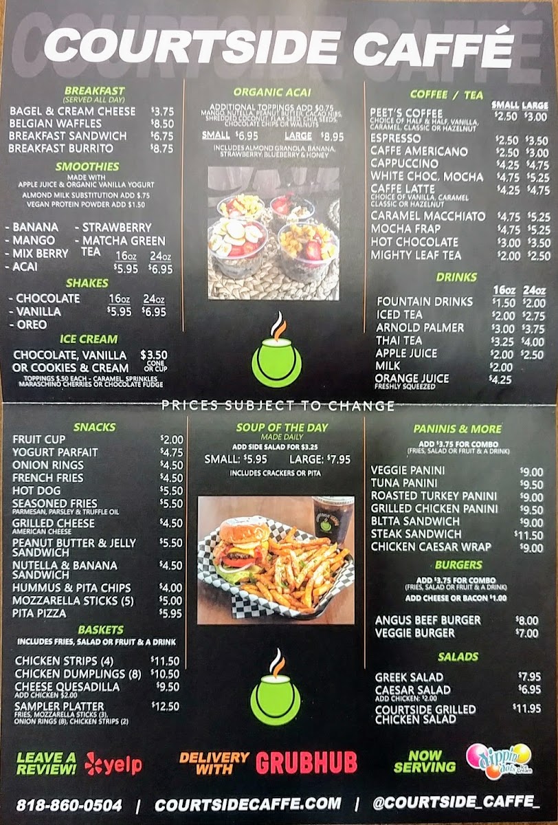 Courtside Caffé menu board