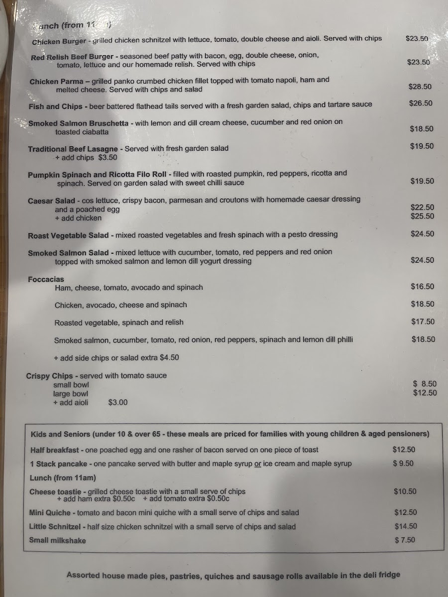 Red Relish Cafe menu board