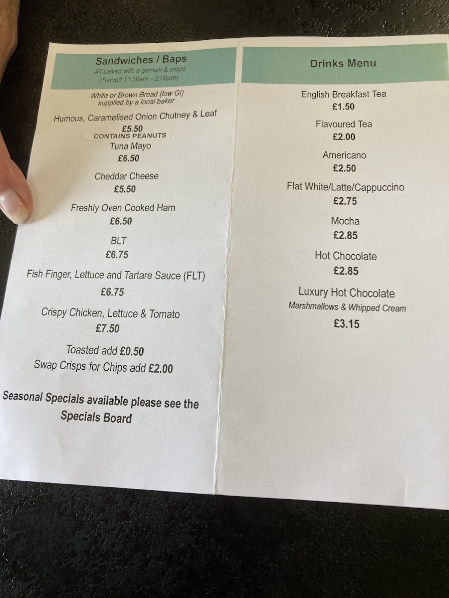 The Walled Garden Cafe menu board