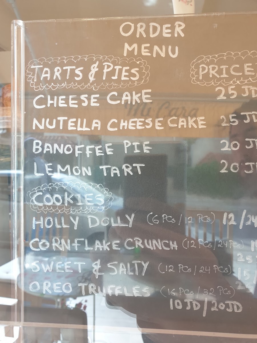 Mia Cara cafe menu board