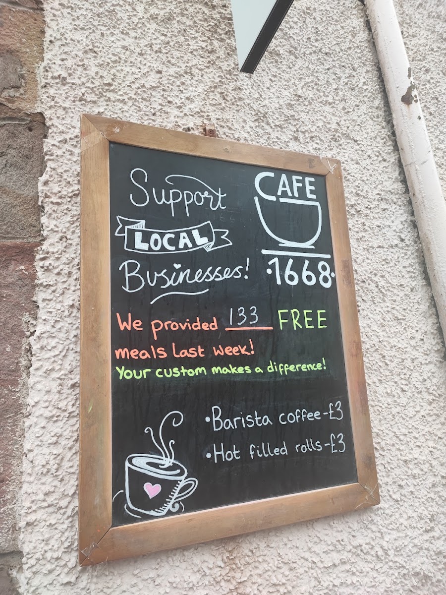 Café 1668 menu board