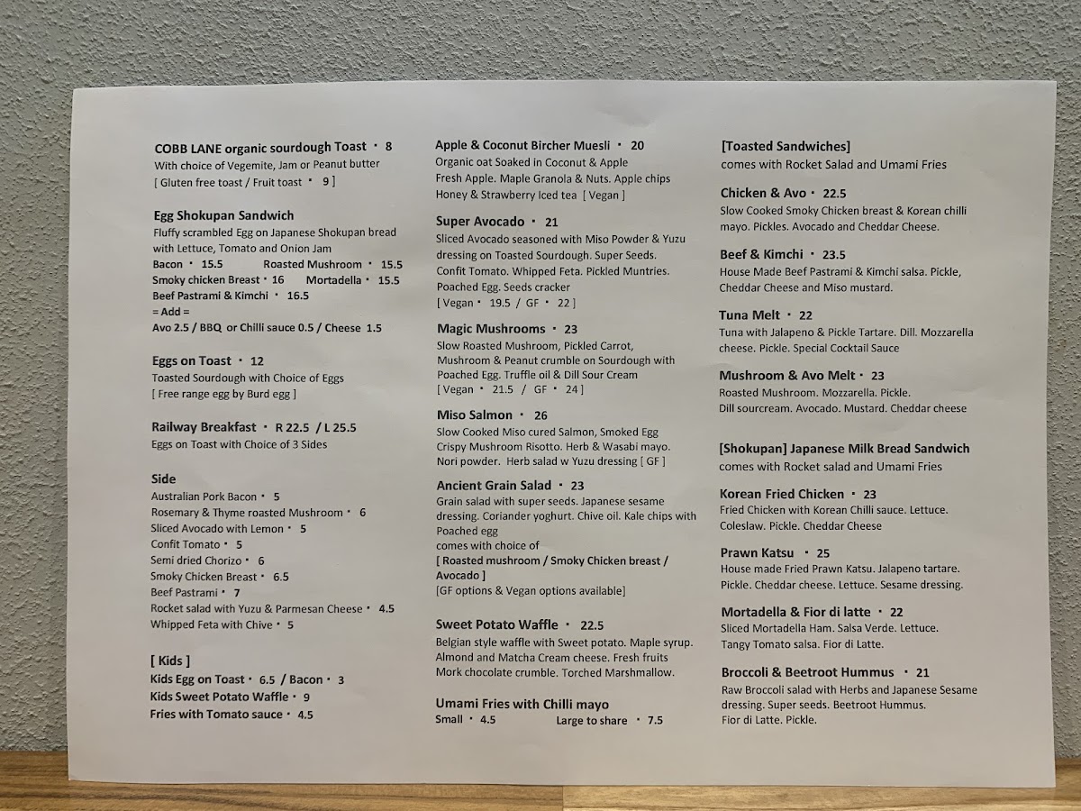 Railway 9 menu board