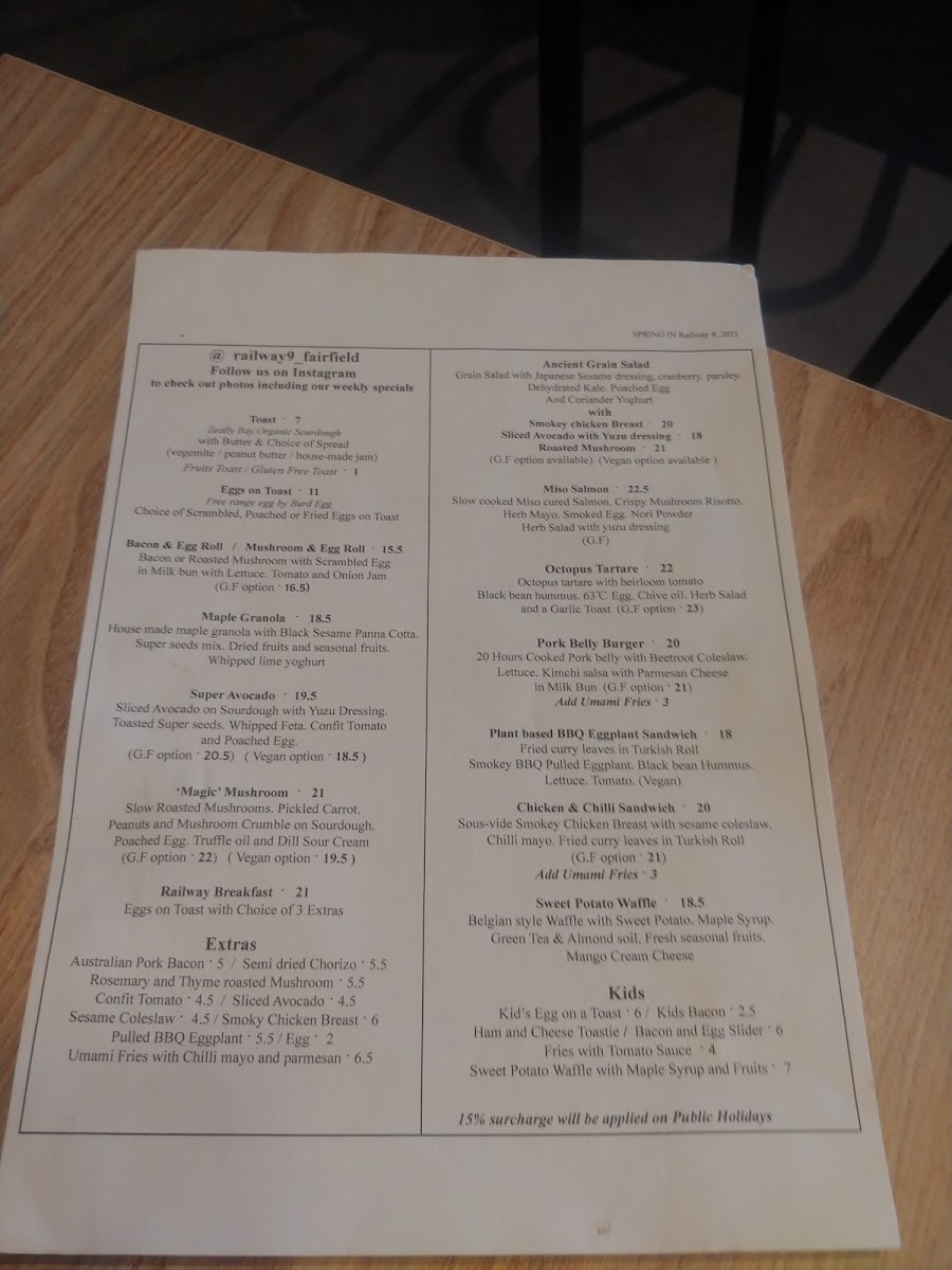 Railway 9 menu board