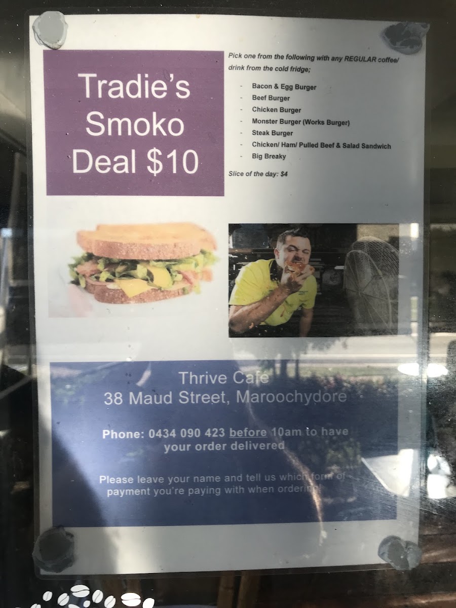 Cafe Thrive menu board