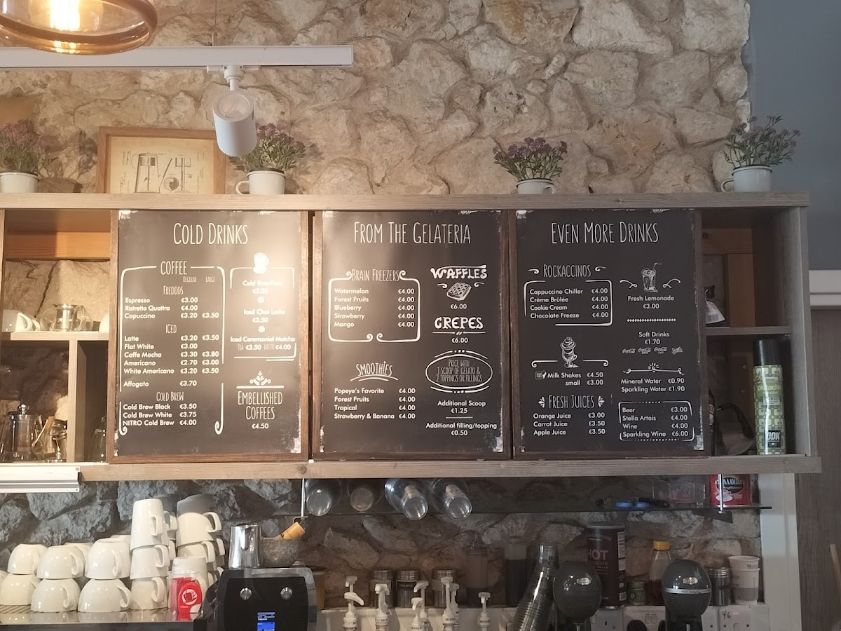South Coast Specialty Coffee menu board