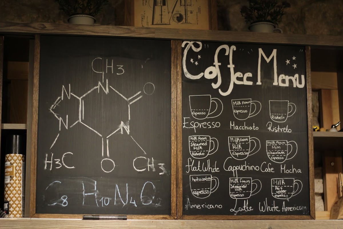 South Coast Specialty Coffee menu board