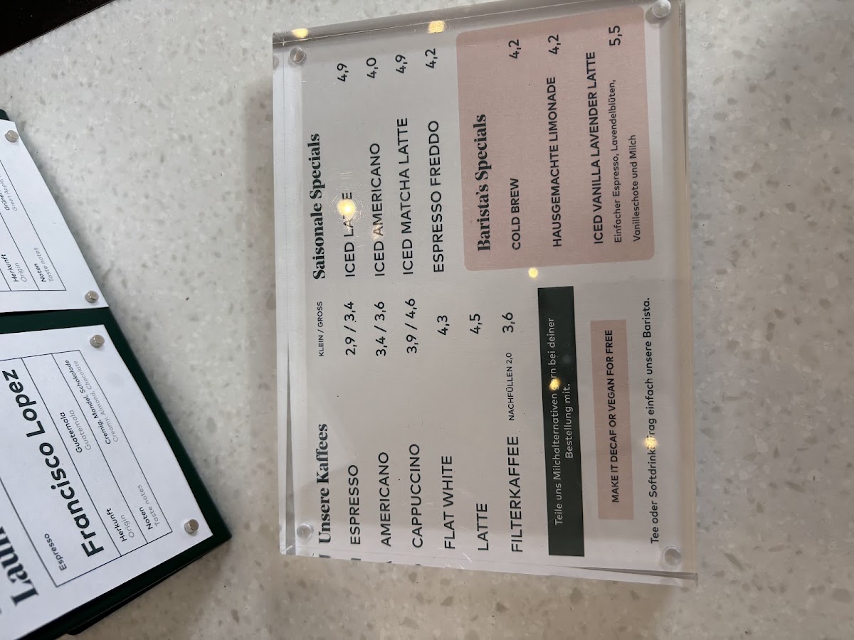 Coffee Circle Wedding menu board