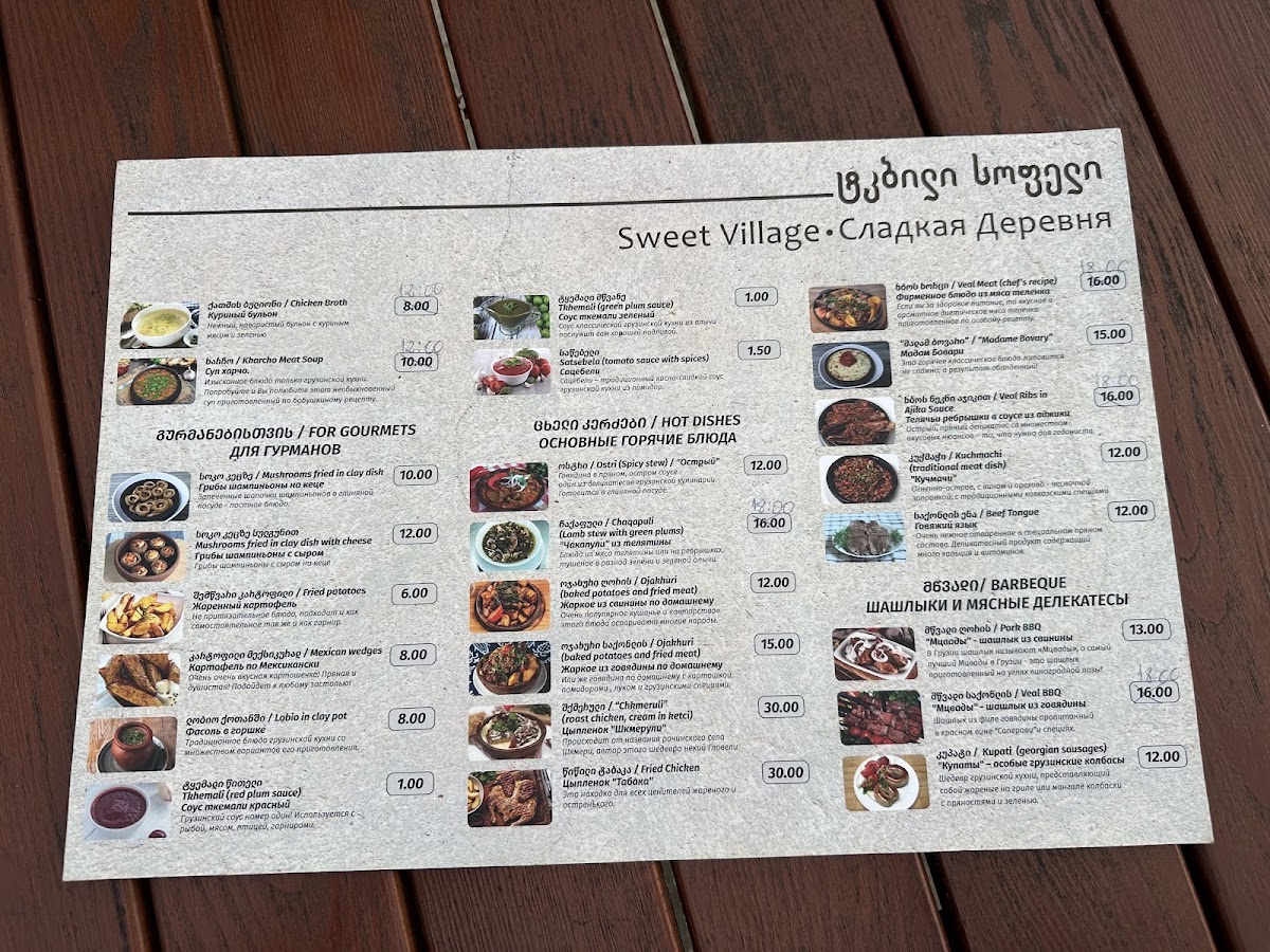 Sweet village menu board