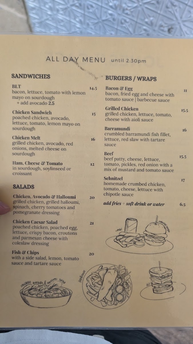Jones Street Cafe menu board