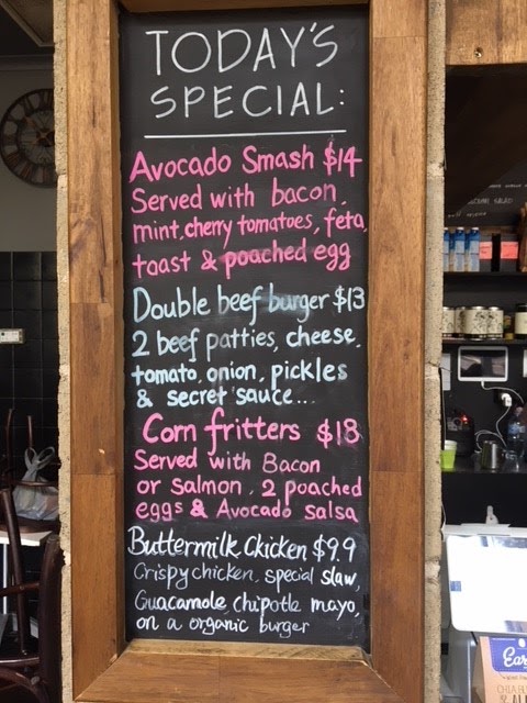 Jones Street Cafe menu board