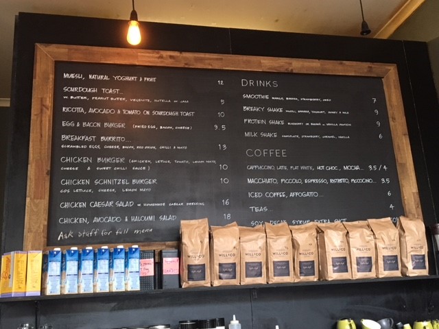 Jones Street Cafe menu board