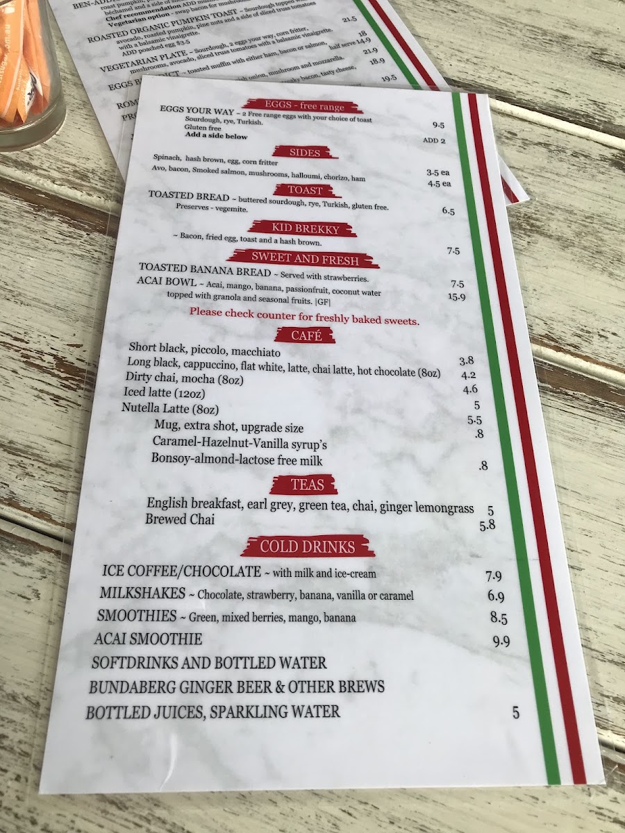 QROMA Cafe and Bar menu board
