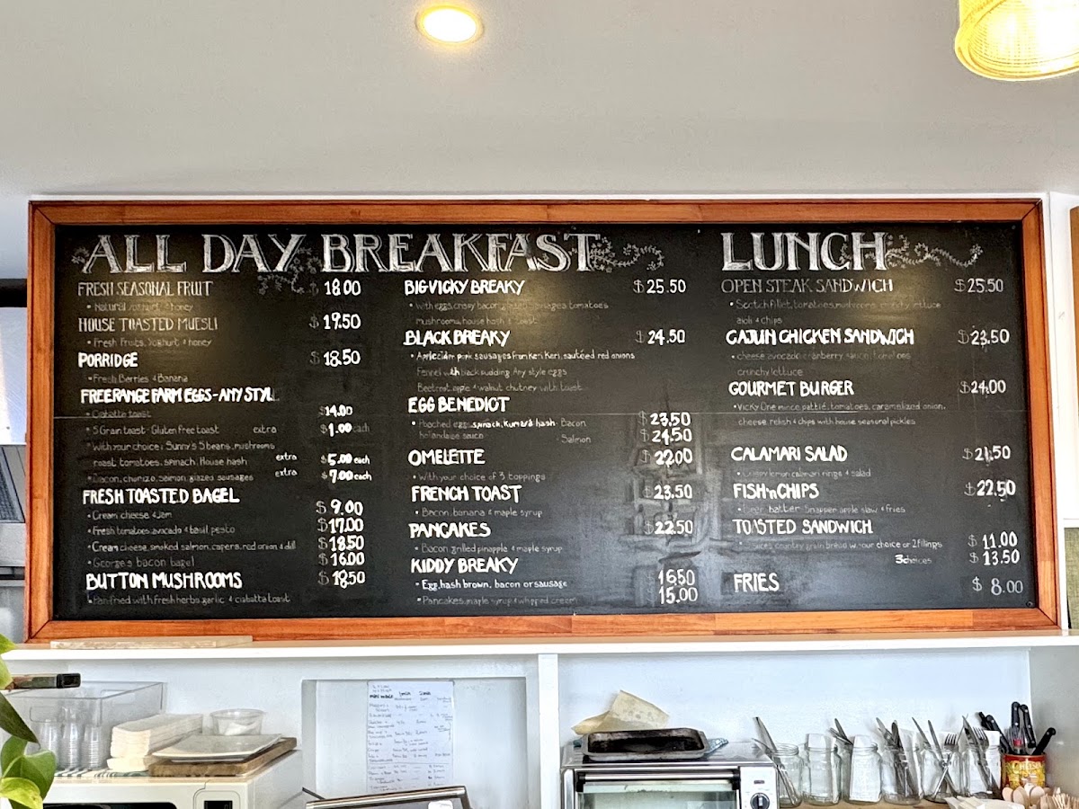 One Vicky Ave Coffee & Kitchen menu board