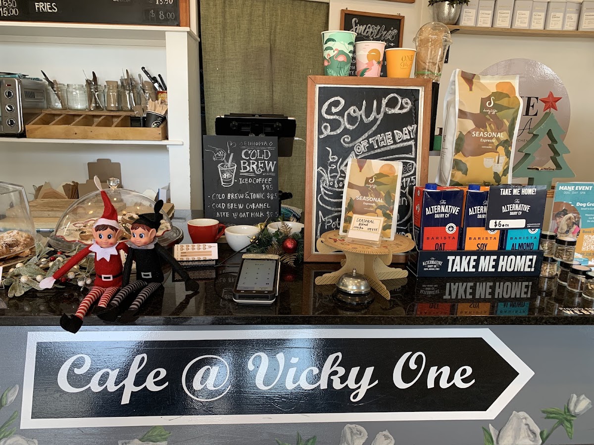 One Vicky Ave Coffee & Kitchen menu board