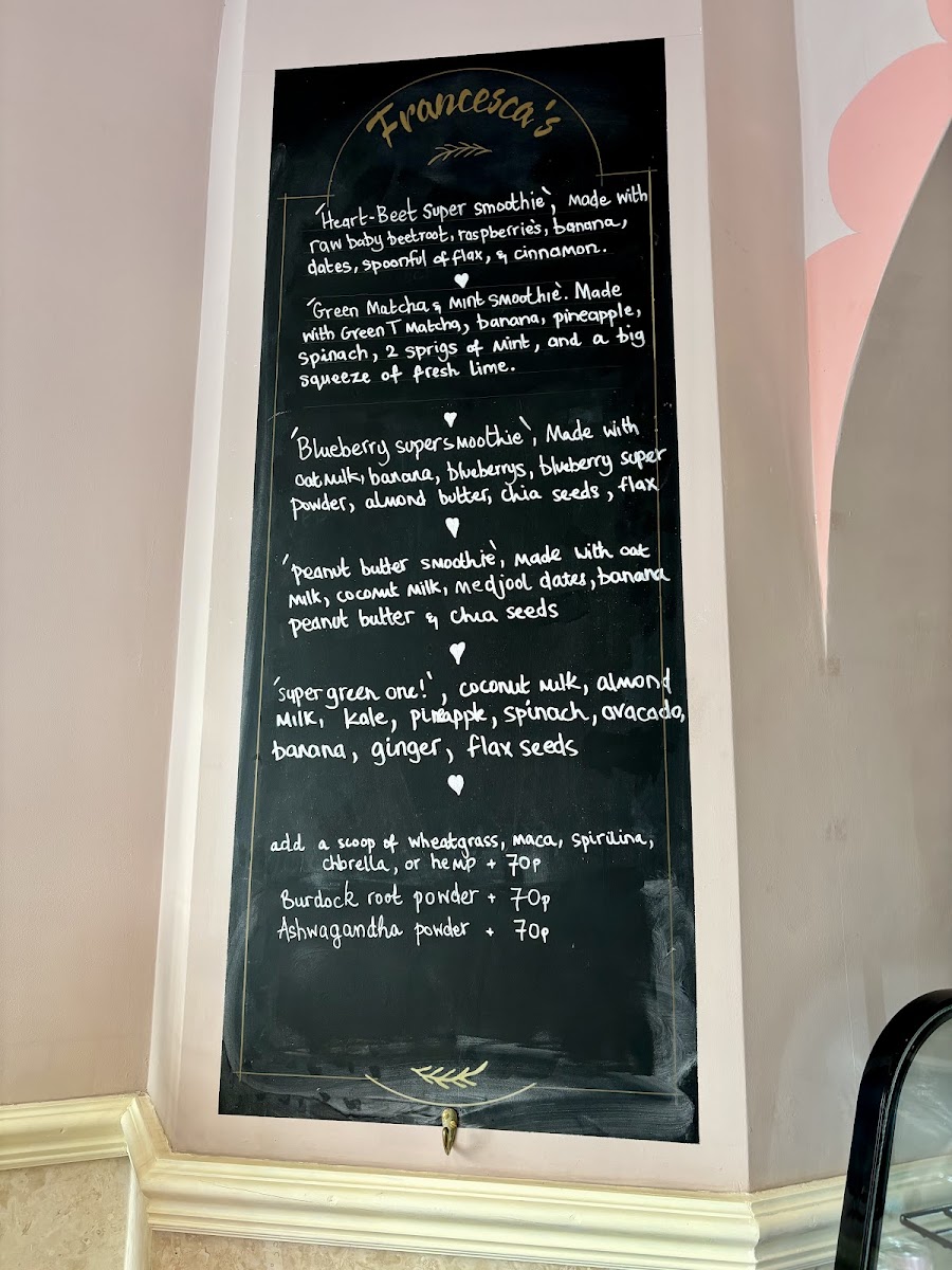 Francesca's street eat menu board