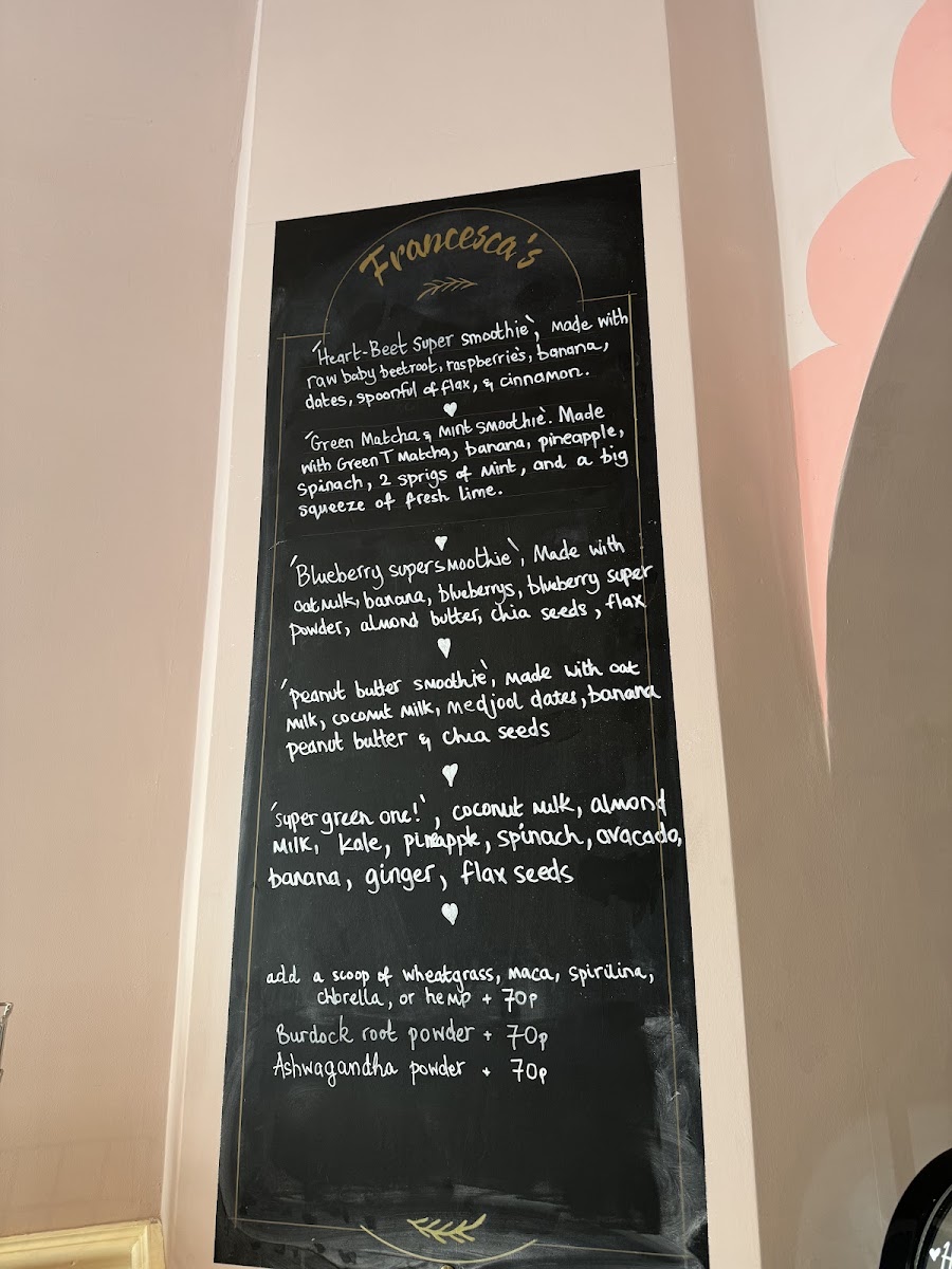 Francesca's street eat menu board
