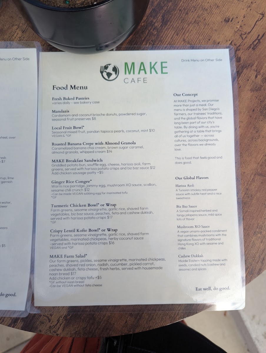 MAKE Projects menu board