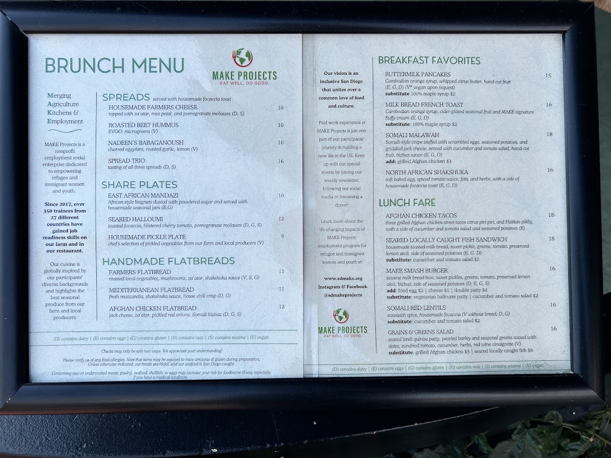 MAKE Projects menu board
