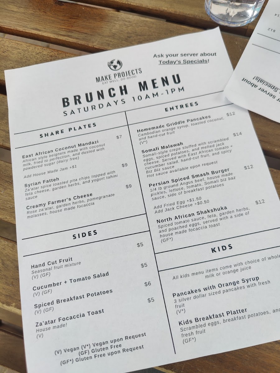 MAKE Projects menu board