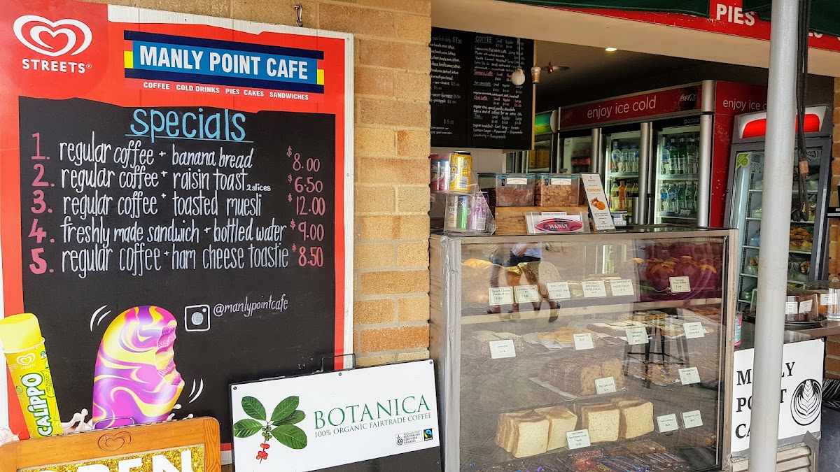 Manly Point Cafe menu board