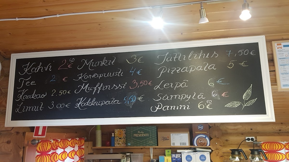 Café Porkkala menu board