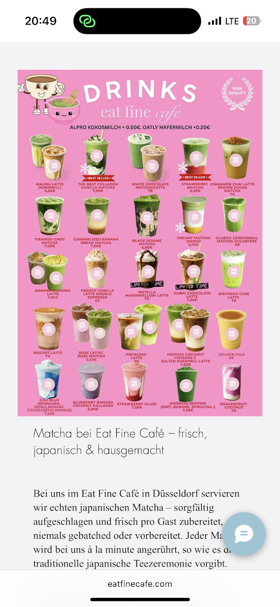 Homemade We Eat Fine menu board