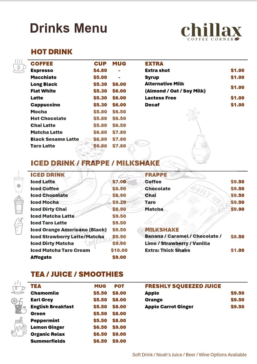 The Baristro menu board