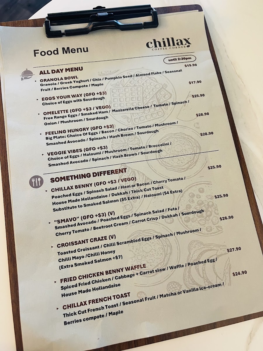 The Baristro menu board