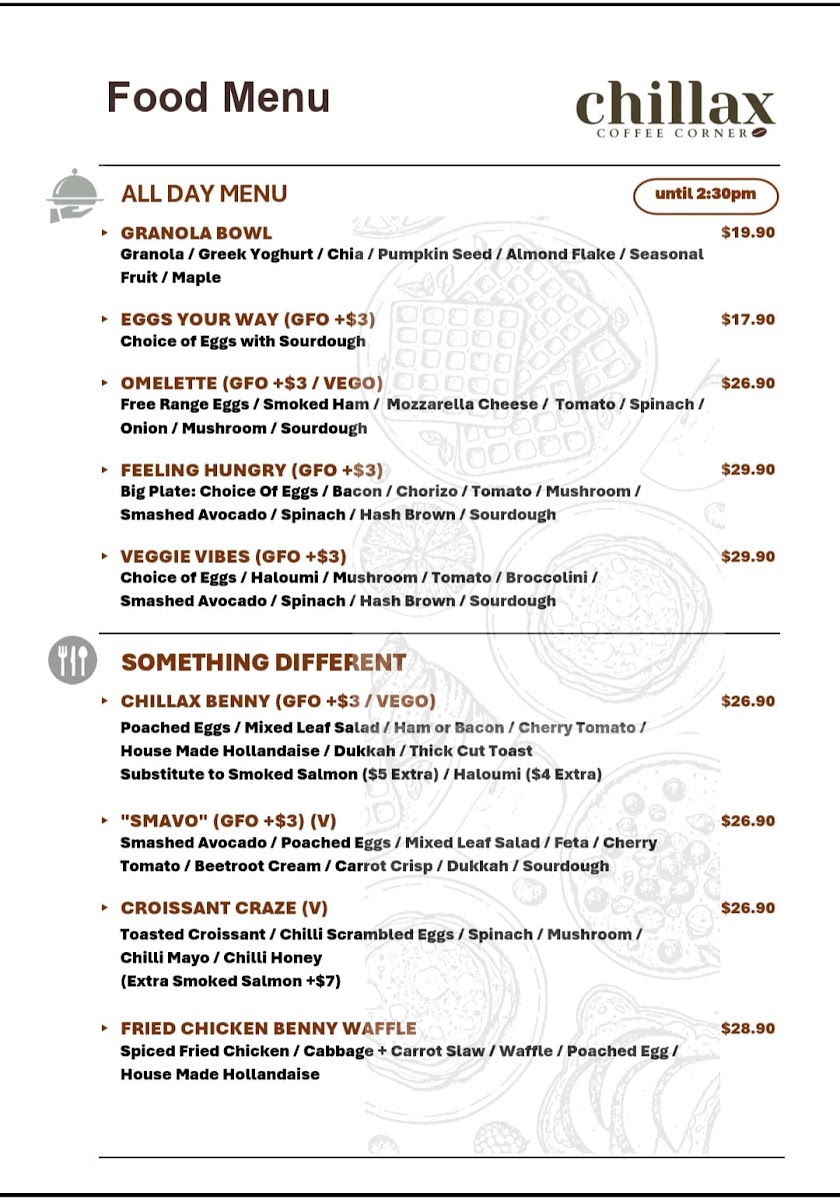 The Baristro menu board