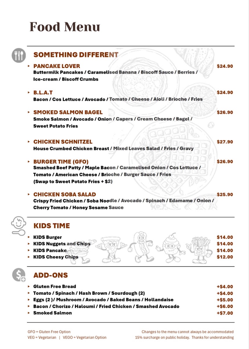 The Baristro menu board