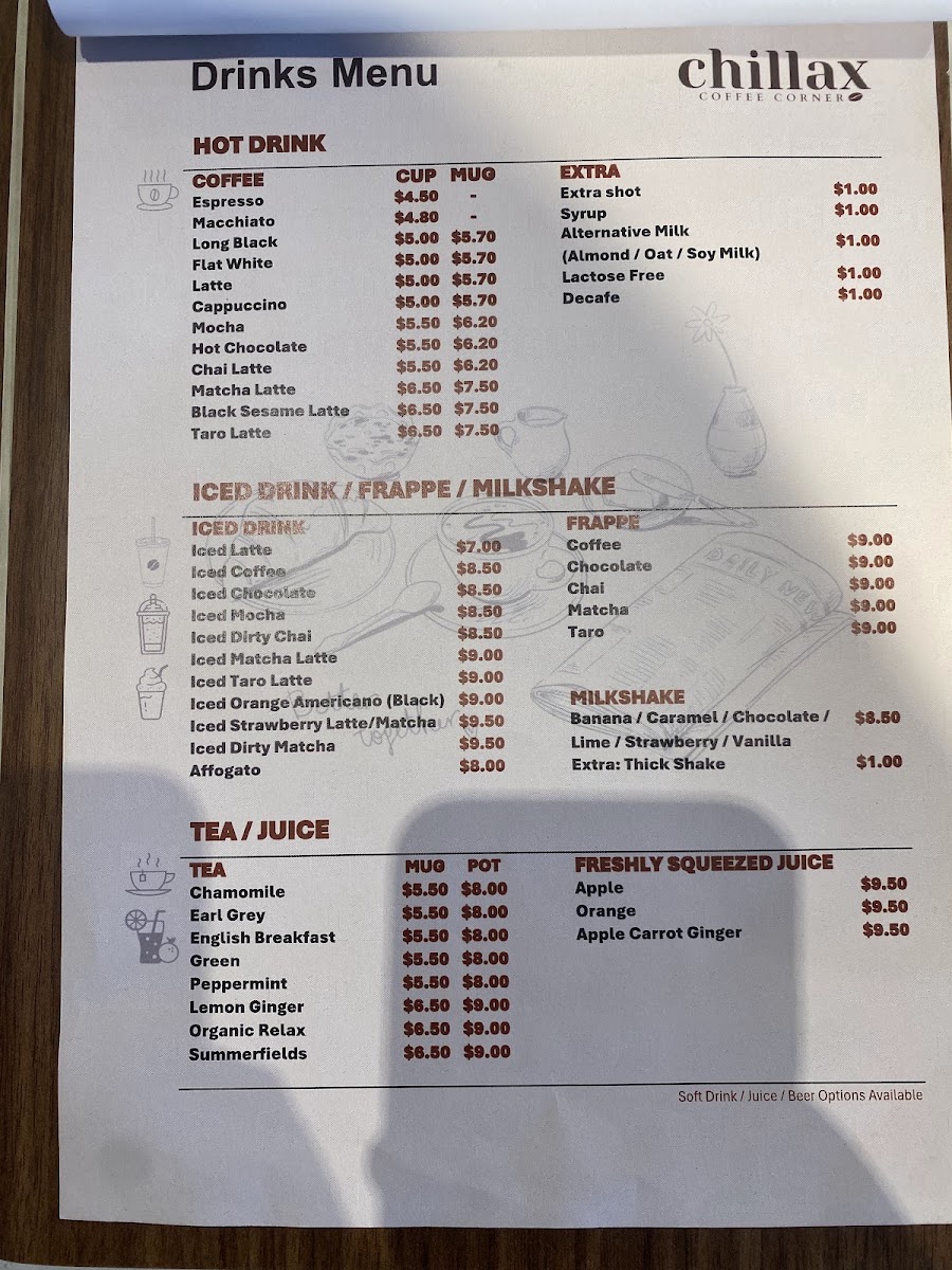 The Baristro menu board