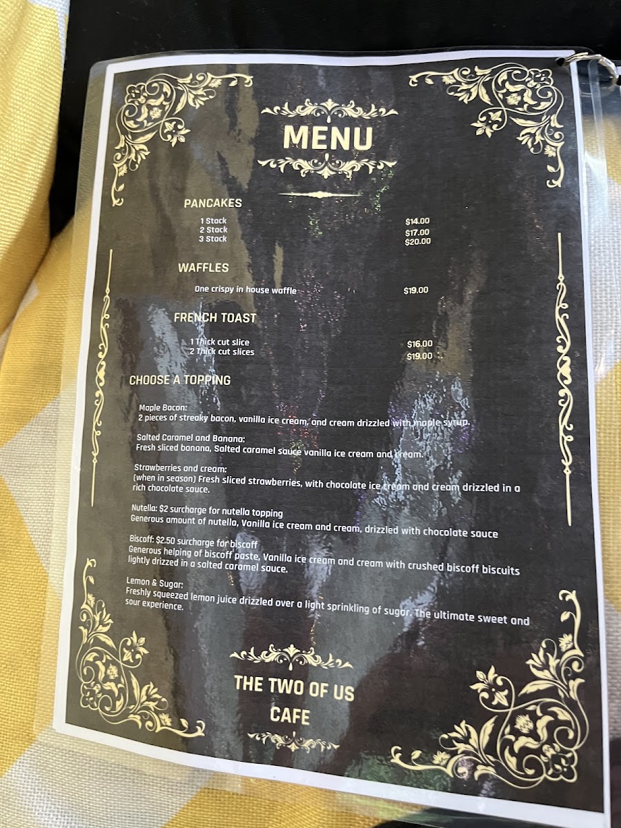 The Two Of Us Cafe Gympie menu board
