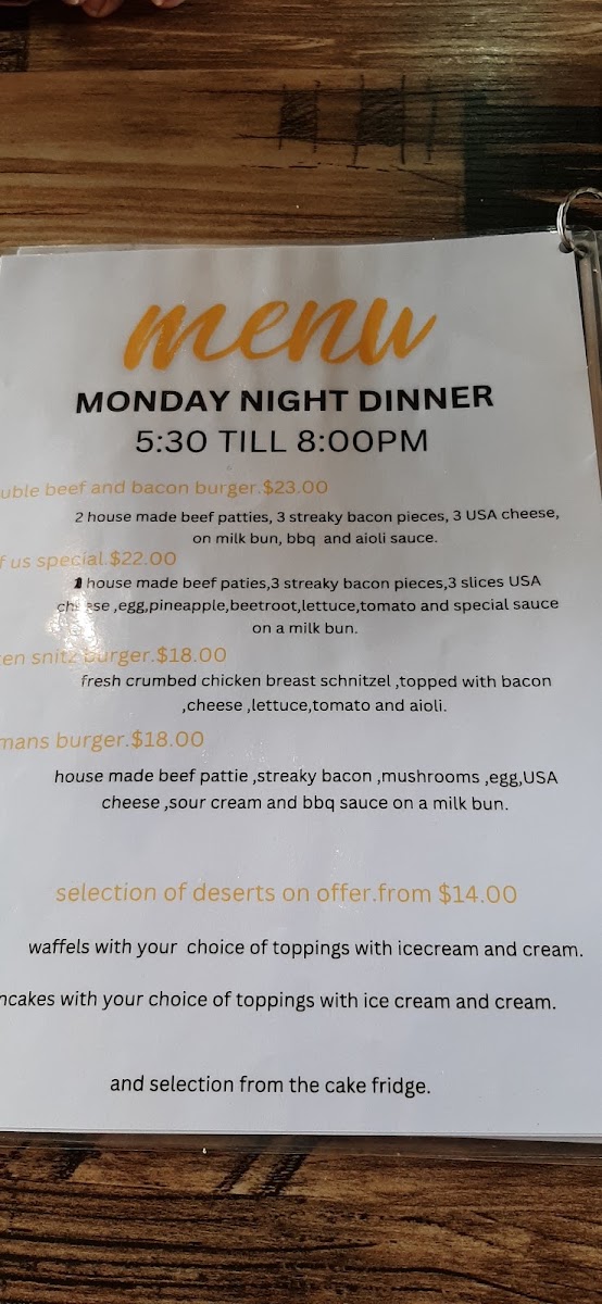 The Two Of Us Cafe Gympie menu board