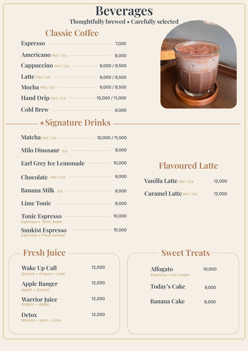 The Little Mushroom Coffee menu board