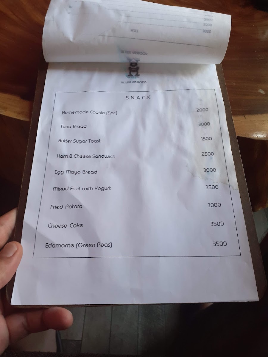 The Little Mushroom Coffee menu board