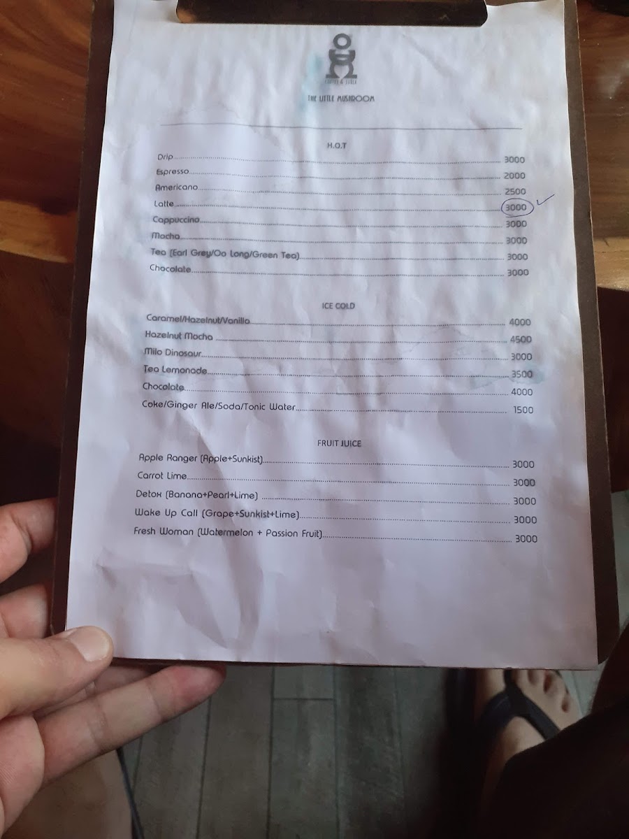The Little Mushroom Coffee menu board