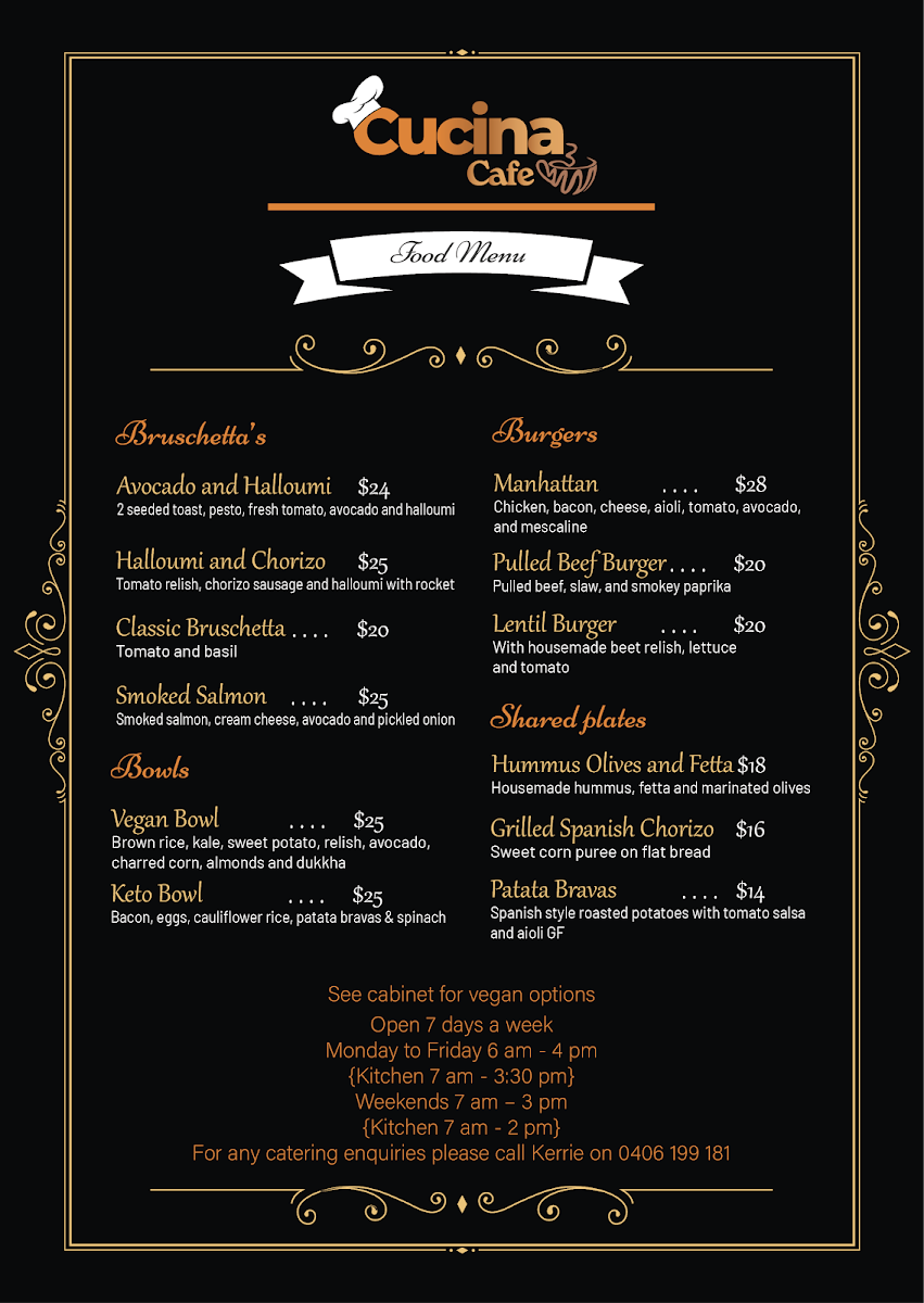 Cucina menu board