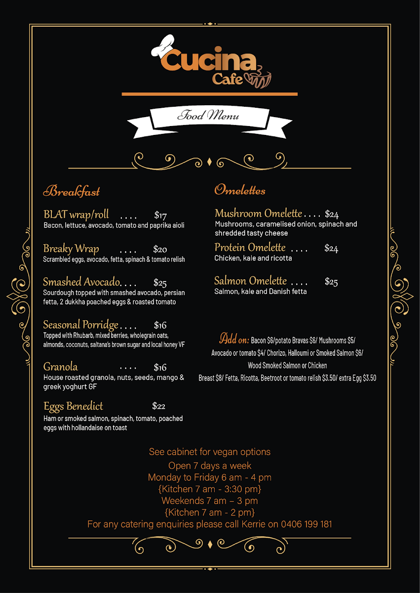 Cucina menu board