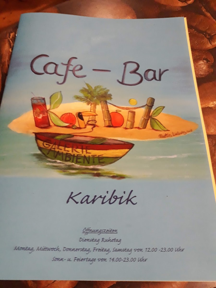 Galerie Ambiente, Cafe-Bar Karibik menu board