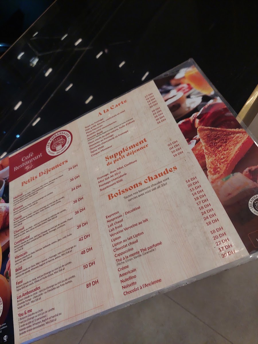 Les Ambassades menu board