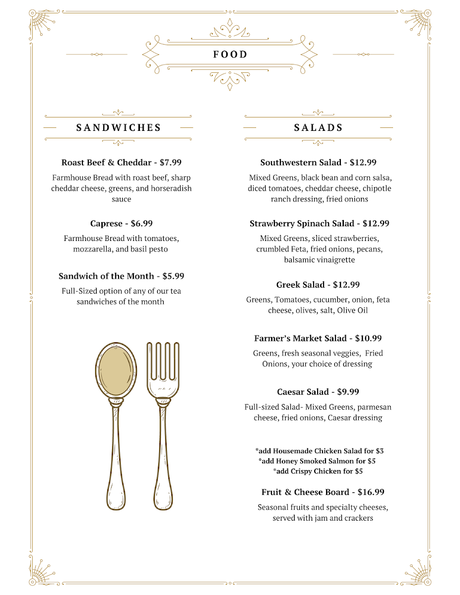 Miss Minerva's menu board